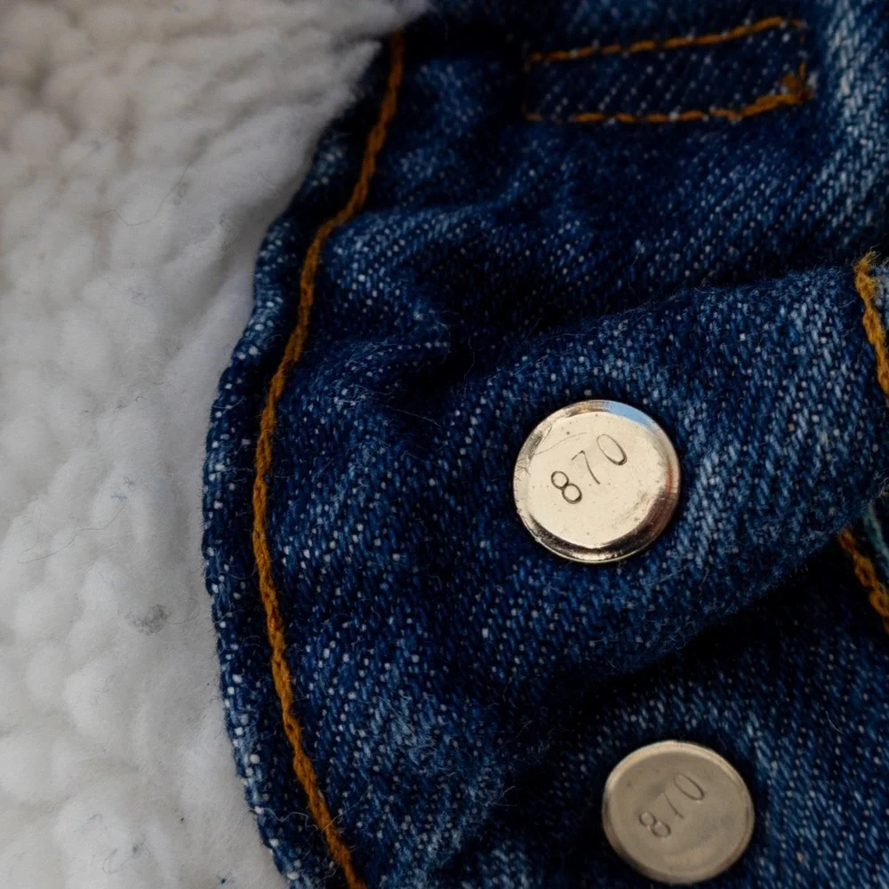 Vntg 90s Levi's Sherpa Lined Denim Jacket XL Fits‎ L USA Men's Trucker Blue Jean
